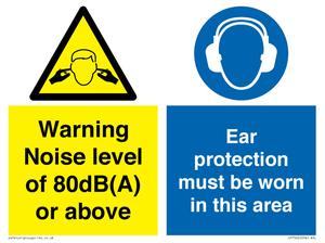 Warning Noise level of 80dB(A) or above. Ear protection must be worn in this area